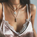 Square Cross Multilayer Pendant Necklace Alloy Multilayer Exquisite Clavicl