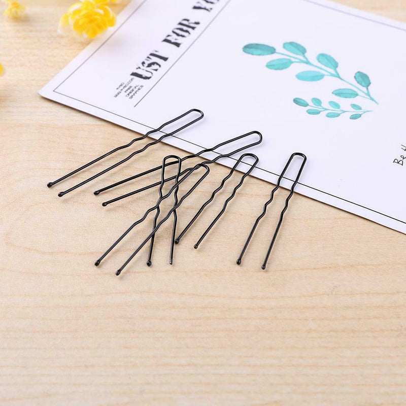 100pcs Black Waved U-Shaped Hair Bobby Pins Women Metal Hair Styling Clips