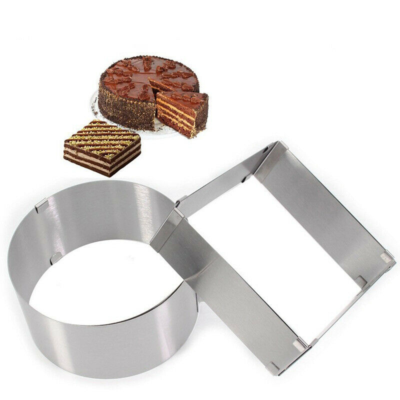 2Pcs/Set Adjustable Round Square Cake Fondant Mould Stainless Steel Cake Mo R7X4