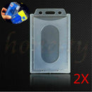 2PCS Vertical Hard Plastic ID Badge Holder Card Multi Transparent Clear