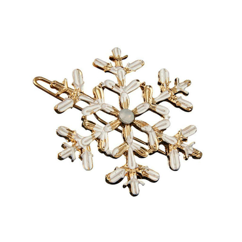 Large Snowflake Barrette Clip Hairpin Wedding Charm Enamel Hair Accessories