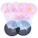 Polyester Cartoon Mini Round Portable Fan Folding Pocket Wallet Handheld Fan BX