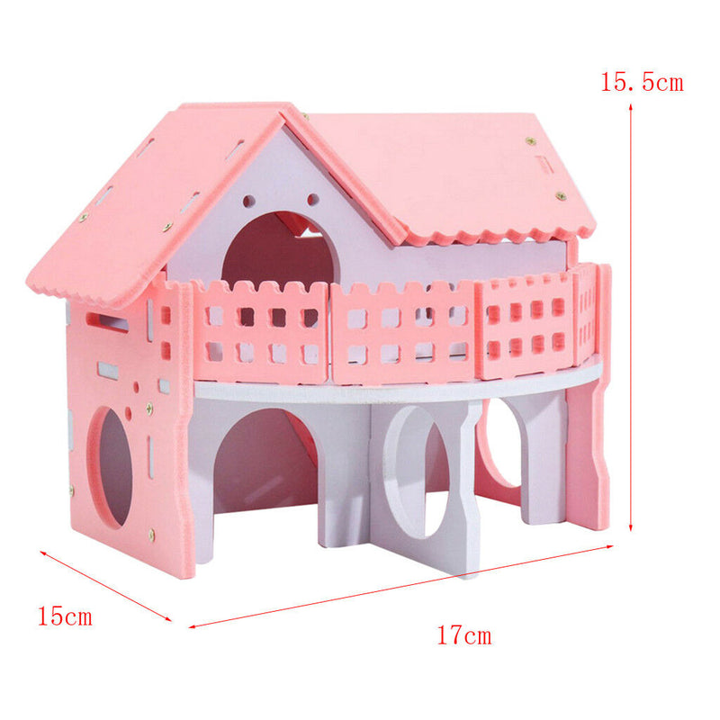 Hamster Hideout House Villa Cages for Small Animal, Wooden Hut House Bedding