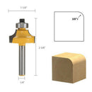 4 Piece 1/2'' 3/8'' 1/4'' 1/8'' Round Over Edge Forming Router Bits - 1/4" Shank