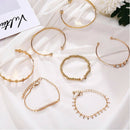 7Pcs/Set Bohemian Retro Crystal Geometry Open Bangle Bracelet Women JewelryS Gw