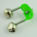 3 Pcs Bite Alarm Fishing Rod Pole Twin Ring Bells w Clip Green