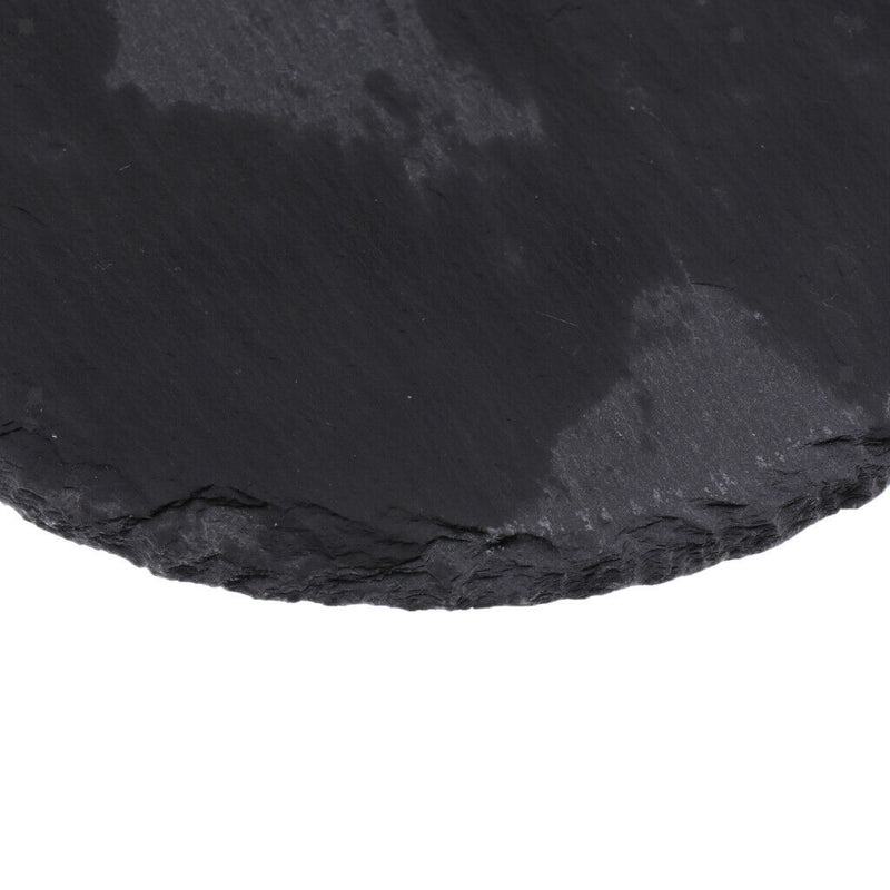 Turtle Dish for Reptile Amphibians Food Bowl Natural Rock Plate Black Circular