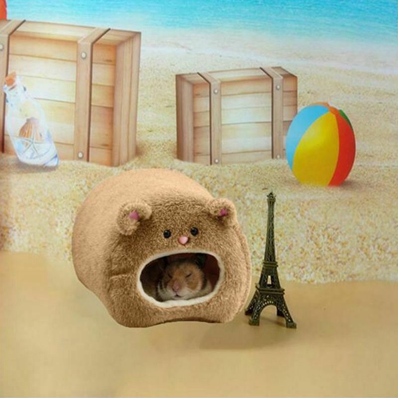 Rats Hamster Winter Warm Hanging Cage Hammock Cute Bear House with Bed Mat  S2F5