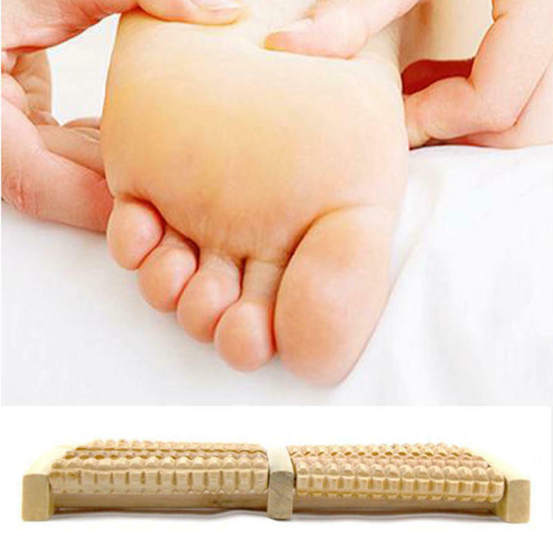 Wooden Foot Roller Massager Wood Massage Reflexology Relax Relief Spa T IRD