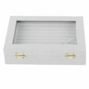 Velvet Glass Ring Earring Jewelry Display Organizer Box Tray Holder Storage B3B2
