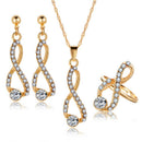 Fashion Bridal Crystal Infinite Necklace Earrings Rings Wedding Jewelry Set N 3C