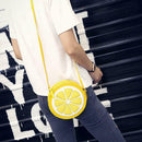 Women Round Lemon Pattern Crossbody Bag Zipper Mini Sling Shoulder Handbags