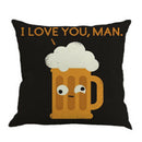 With "I LOVE YOU MAN" art cartoon beer cup linen pillow pillowcase D2Q1