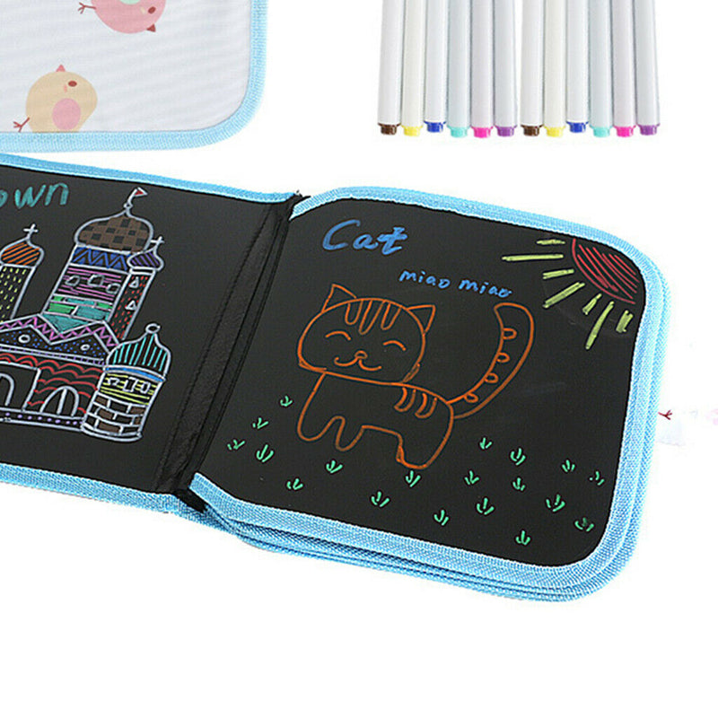 Erasable Drawing Pad Doodle Writing Board for Kids Toddler 12Pcs Pens