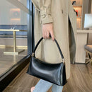 Fashion Women Handbag Purse Leather Shoulder Bag Solid Color Totes (Black)