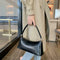 Fashion Women Handbag Purse Leather Shoulder Bag Solid Color Totes (Black)
