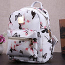 Women Backpack High Quality Floral Printing PU Leather Backpack(white) SN9F