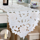 White Table Runner Flower Tablecloth Home Party Decor Venue Decor Rectangle