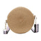 Handmade Straw Weave Round Women Small Beach Shoulder Bags (Dark Khaki)