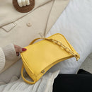 Pure Soft Leather Women Handbag Small Underarm Shoulder Totes Bag (Yellow) A