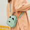 Women PU Leather Crossbody Messenger Bag Cute Cat Shoulder Backpack (Green)