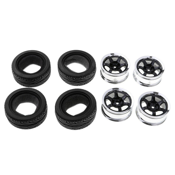 4pcs RC Flat Racing Tires Tyre Wheel Rim For HSP HPI 1:10 On-Road Car 6017