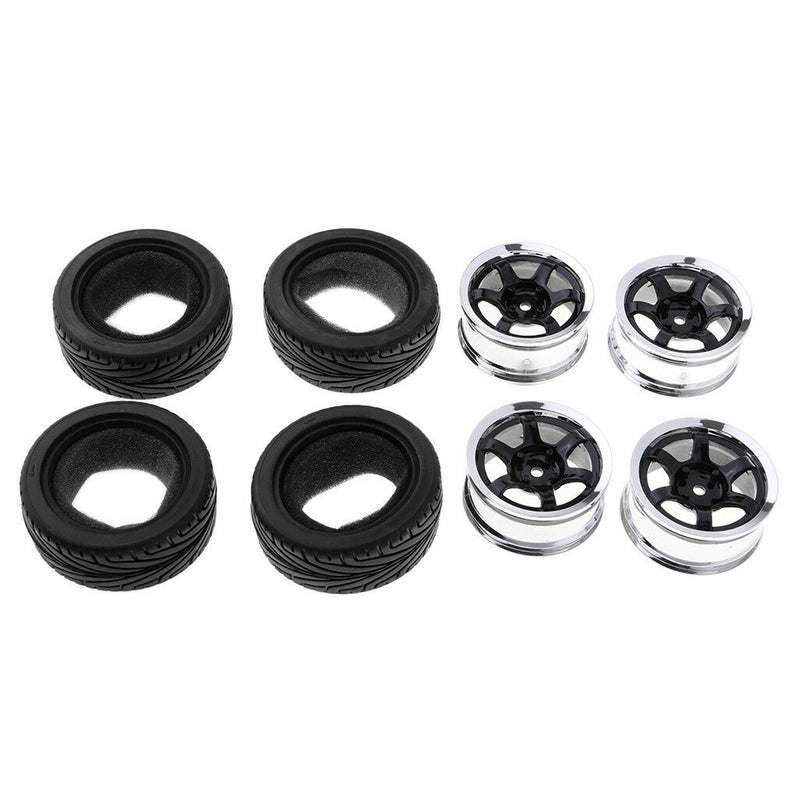 4pcs RC Flat Racing Tires Tyre Wheel Rim For HSP HPI 1:10 On-Road Car 6017