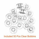 50 Pcs Bobbins and Sewing Thread with Case and 2 Pcs Soft Measuring Tapes f