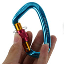 4x Carabiner Clip Rock Climbing Mountaineering Screw Locking Buckle Blue