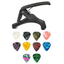 Plastic Guitar Capo Key Trigger+10 Picks Ukulele Quick Change Tuning Clamp