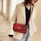 Serpentine Women Shoulder Bag Leather Flap Square Crossbody Handbags (Red)