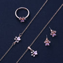 4X Footprints Paw Jewelry Set Crystal Necklace Bracelet Ring Earings Hot Gift 3C
