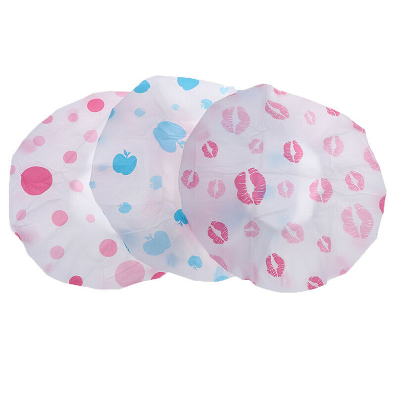 1 x Random Waterproof Shower Cap Thicken Saunas Bath Hat kids Hair Bathing C JR