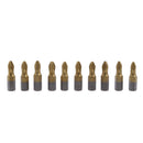 10pcs 1/4 PH2 Titanium Coated Cross Magnetic Screwdriver Bits 25mm Length