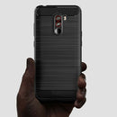Brushed Carbon Fiber Phone Case TPU Phone Shell for Pocophone F1 (Black) A