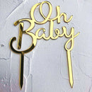 Oh Baby Pattern Happy Birthday Acrylic Cake Topper Babyshower Cupcake Topper JR