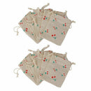Lot of 10pcs Jewelry pouch Small Linen Drawstring Gift Bag Cherry Motif Red I8N9