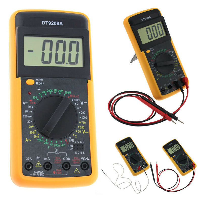 DT-9208A Digital Multimeter Volt Amp Ohm Hz AC/DC Temperature Hertz Tester