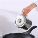Container with Strainer Stainless Steel Oil Storage Can Strainer 1.2L with L Hn