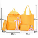 4Pcs/Set Ribbon Chain Bowknot Canvas Backpack Travel Rucksacks Leisure Back