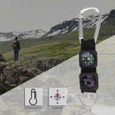 3 in 1 Outdoor Survival Tool Carabiner Key Ring with Compass+Thermometer