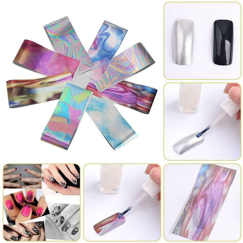 12pcs/set Starry Sky Shell Paper Transfer Print Gradual Ripple Nail Pasters A