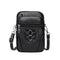 Women Soft PU Messenger Bag Multi-layer Shoulder Zipper Phone Pouch (Black)