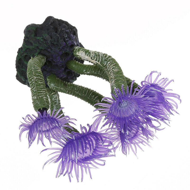 Artificial silicone flower plant tree purple Deco for Aquarium fish