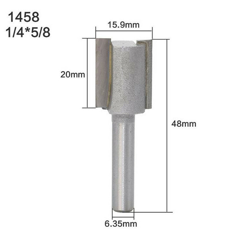 2pcs 1/4-Inch Single Flute Straight Router Bit Cutter Tool for Carpenter