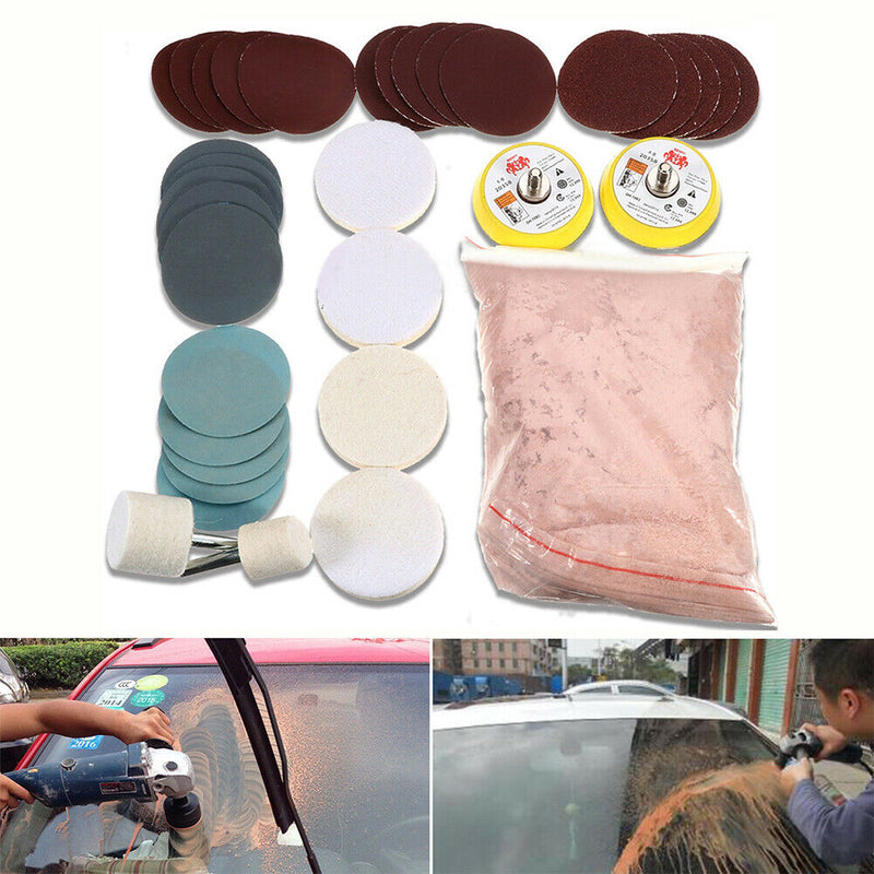Auto Windscreen Polishing Repair Kit-Car Glass Repair-Deep Scratch Remover 34Pcs