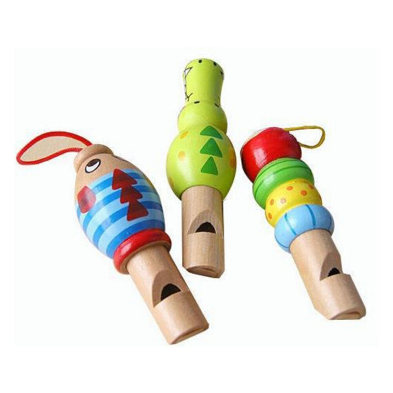 Baby Kids Children Random Lovely Wooden Cartoons Animal Whistle  Toys  Z