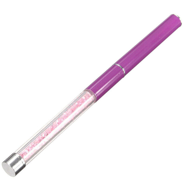 Fashion Manicure Nail Pusher Pens Alloy Diamond Body Quartz Stone Main Scru O4E1
