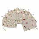 Lot of 10pcs Jewelry pouch Small Linen Drawstring Gift Bag Cherry Motif Red I8N9