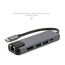 5 in 1 Type C Docking HUB Converter HDMI 2 USB 3.0 Gigabit LAN RJ45 Adapter